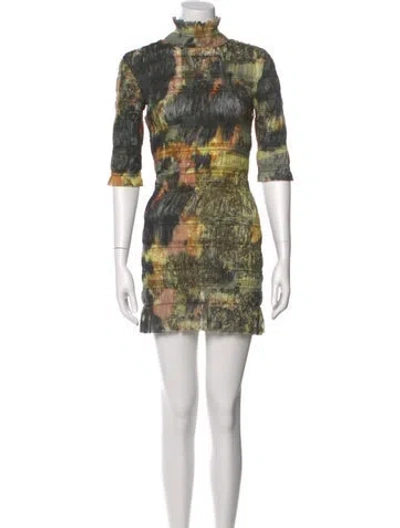 Pre-owned Roberta Einer Printed Mini Dress In Green