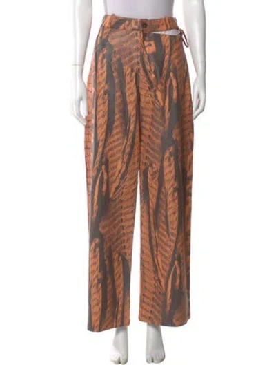 Pre-owned Roberta Einer Printed Wide Leg Pants In Multi