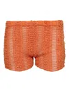 Roberta Einer Smocked Ruffled Shorts In Orange