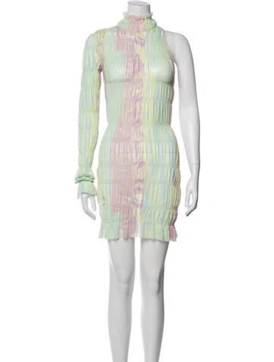 Pre-owned Roberta Einer Tie-dye Print Mini Dress In Green