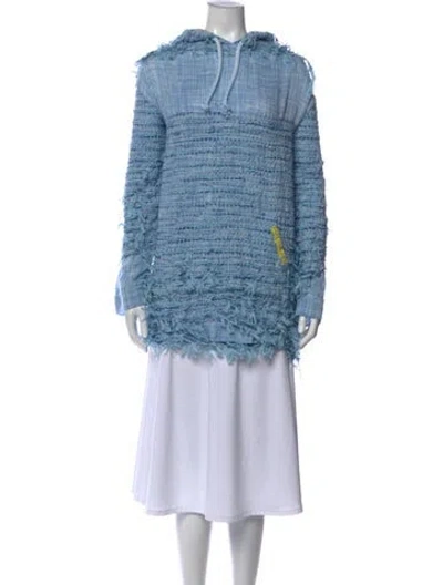 Pre-owned Roberta Einer Tweed Pattern Mock Neck Sweater In Blue