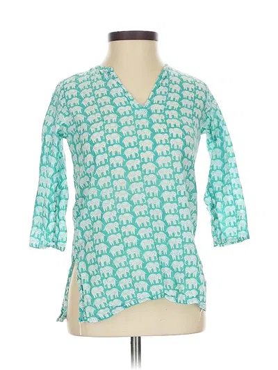 Pre-owned Roberta Roller Rabbit 3/4 Sleeve Blouse In Blue