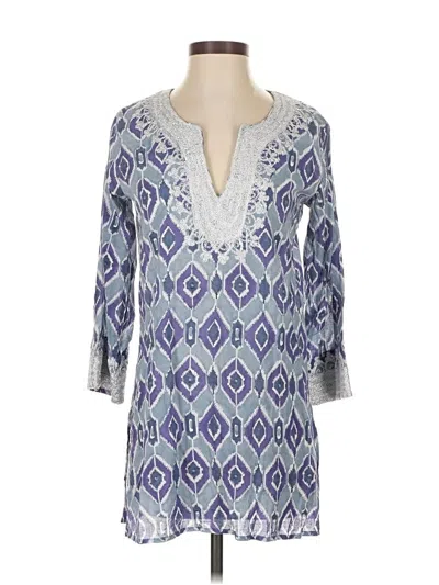 Pre-owned Roberta Roller Rabbit 3/4 Sleeve Blouse In Blue