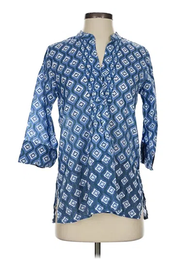 Pre-owned Roberta Roller Rabbit 3/4 Sleeve Blouse In Blue