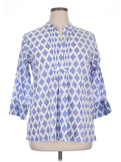 Pre-owned Roberta Roller Rabbit 3/4 Sleeve Blouse In Blue