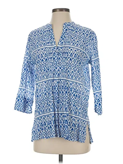 Pre-owned Roberta Roller Rabbit 3/4 Sleeve Blouse In Blue