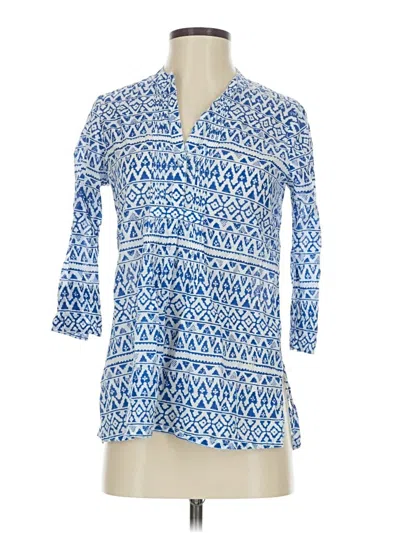 Pre-owned Roberta Roller Rabbit 3/4 Sleeve Blouse In Blue