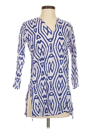 Pre-owned Roberta Roller Rabbit 3/4 Sleeve Blouse In Blue