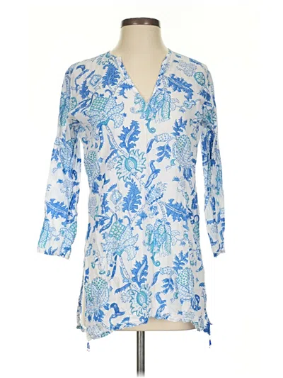 Pre-owned Roberta Roller Rabbit 3/4 Sleeve Blouse In Blue