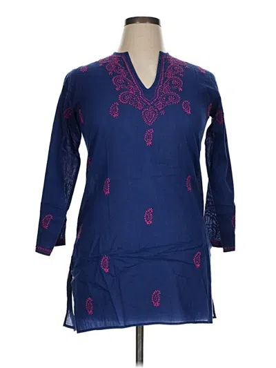 Pre-owned Roberta Roller Rabbit 3/4 Sleeve Blouse In Blue