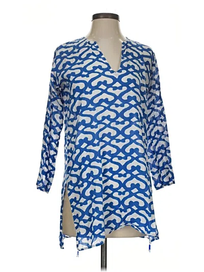 Pre-owned Roberta Roller Rabbit 3/4 Sleeve Blouse In Blue