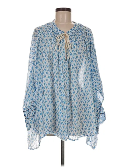 Pre-owned Roberta Roller Rabbit 3/4 Sleeve Blouse In Blue