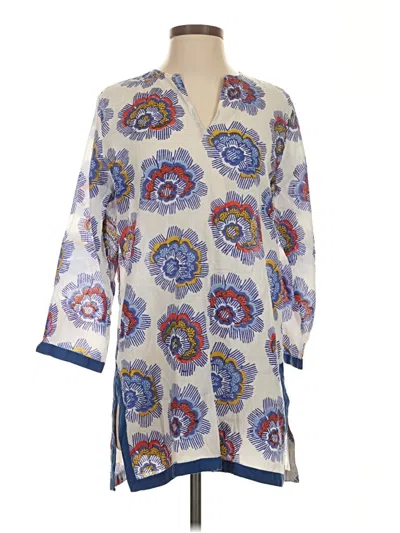 Pre-owned Roberta Roller Rabbit 3/4 Sleeve Blouse In Blue