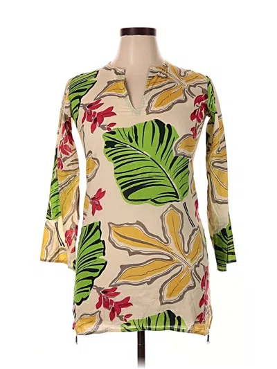 Pre-owned Roberta Roller Rabbit 3/4 Sleeve Blouse In Brown