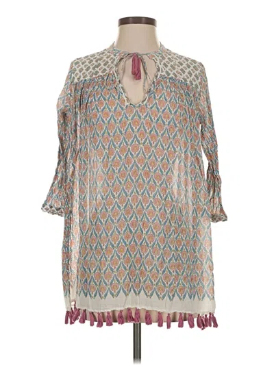 Pre-owned Roberta Roller Rabbit 3/4 Sleeve Blouse In Gray