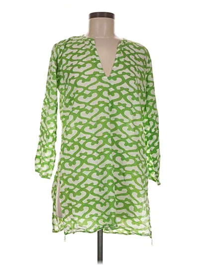 Pre-owned Roberta Roller Rabbit 3/4 Sleeve Blouse In Green
