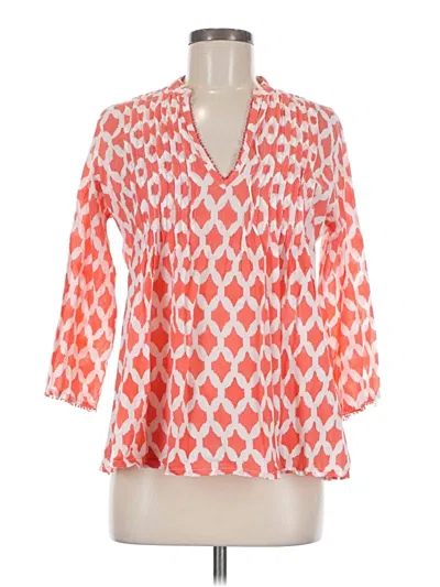 Pre-owned Roberta Roller Rabbit 3/4 Sleeve Blouse In Orange