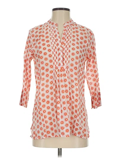 Pre-owned Roberta Roller Rabbit 3/4 Sleeve Blouse In Orange