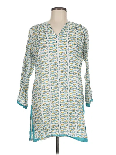 Pre-owned Roberta Roller Rabbit 3/4 Sleeve Blouse In Teal