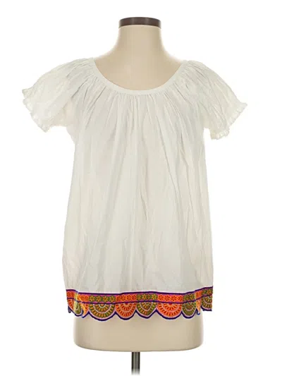 Pre-owned Roberta Roller Rabbit Short Sleeve Blouse In White