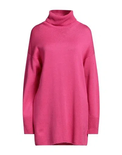 Roberto Avolio Milano Woman Turtleneck Fuchsia Size 14 Virgin Wool In Pink