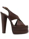 Roberto Cavalli 165mm Leather Platform Sandals In 03503 Testa Di Moro