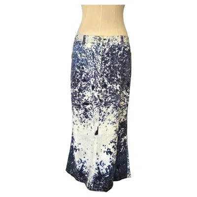Pre-owned Roberto Cavalli 1999 Vintage Horse Print Cotton Maxi Skirt For Women In Gray