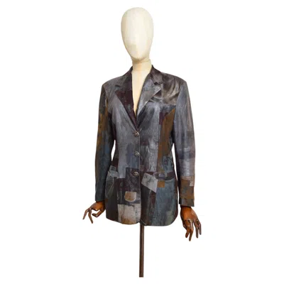 Pre-owned Roberto Cavalli 2000's  Vintage Boho Patchwork Suede And Leather Blazer - Jacket In Black