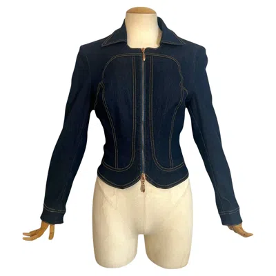 Pre-owned Roberto Cavalli 2002 Denim Jacket, East-west Inspired In Black