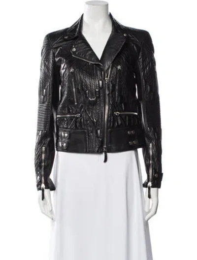Pre-owned Roberto Cavalli 2010's Leather Biker Jacket In Black
