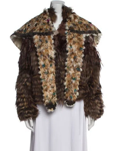 Pre-owned Roberto Cavalli 2011 Silk Down Jacket W/ Tags In Brown