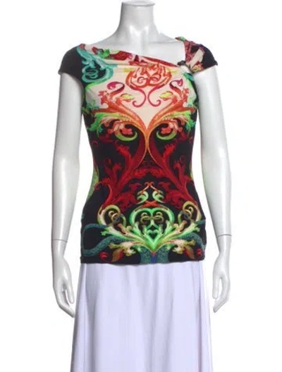 Pre-owned Roberto Cavalli 2012 Printed Top In Black