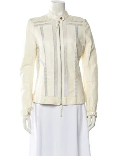 Pre-owned Roberto Cavalli 2013 Leather Biker Jacket In Neutral