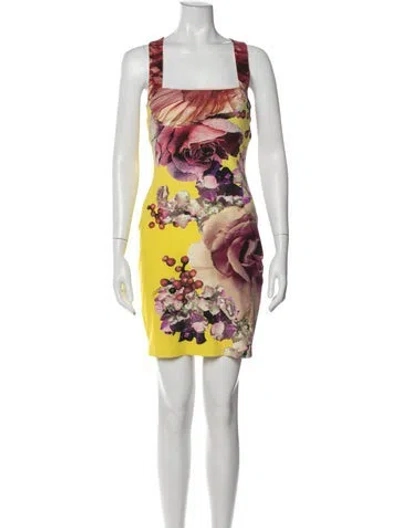 Pre-owned Roberto Cavalli 2013 Mini Dress In Yellow