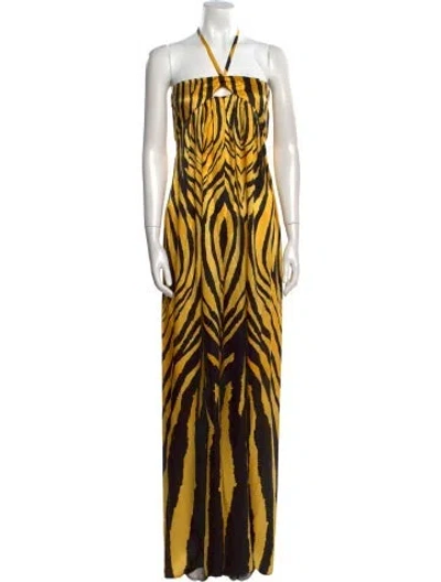 Pre-owned Roberto Cavalli 2013 Silk Jumpsuit In Yellow
