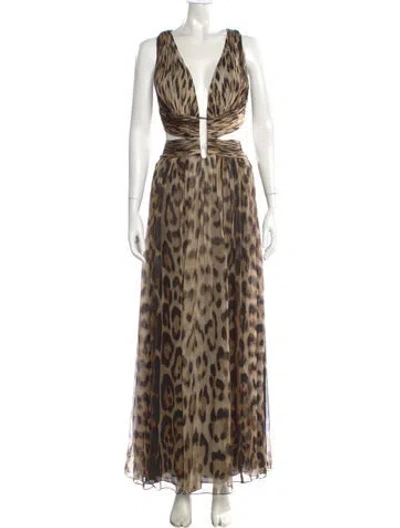 Pre-owned Roberto Cavalli 2014 Long Dress In Brown