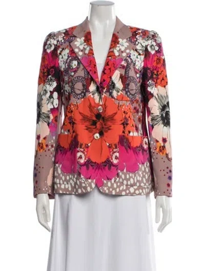 Pre-owned Roberto Cavalli 2017 Floral Print Blazer In Pink