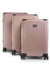 Roberto Cavalli 3-piece Molded Lines Hardshell Luggage Set In Pink