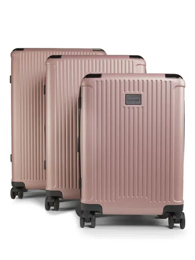 Roberto Cavalli Kids' 3-piece Molded Lines Hardshell Luggage Set In Pink