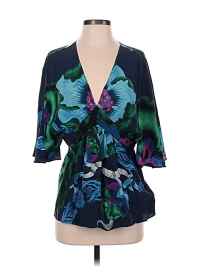 Pre-owned Roberto Cavalli 3/4 Sleeve Blouse In Blue