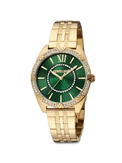 Roberto Cavalli 34mm Stainless Steel & Crystal Bracelet Watch In Dark Green