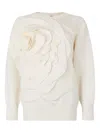Roberto Cavalli 3d Floral-detail Sweater In Neutrals