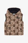 Roberto Cavalli 3d Monogram Print Down Vest In Light Brown