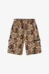 Roberto Cavalli 3d Monogram Print Shorts In Light Brown