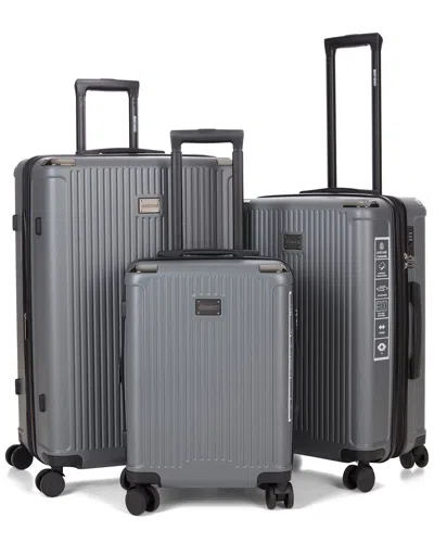 Roberto Cavalli 3pc Expandable Hardcase Luggage Set In Grey