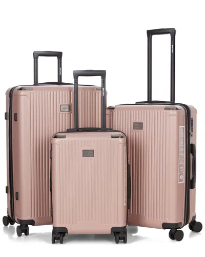 Roberto Cavalli 3pc Expandable Hardcase Luggage Set In Pink