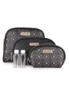 Roberto Cavalli 5-piece Faux Leather Cosmetic Pouch Set In Black