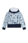 Roberto Cavalli Abstract Logo-print Hoodie In Light Blue