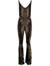 Roberto Cavalli Abstract-pattern Flared Jumpsuit In 01080 Multicolor