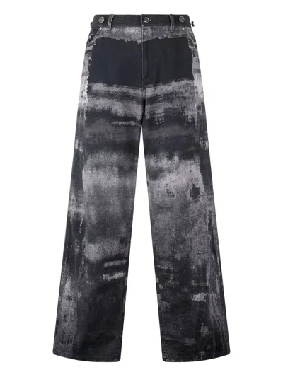 Roberto Cavalli Abstract-print Cotton Trousers In Gray